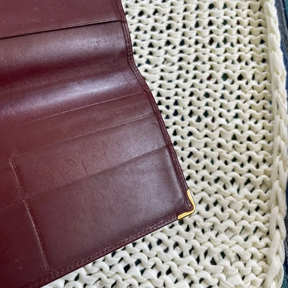 Cartier Leather Bifold Vintage Must De Wallet Bordeaux